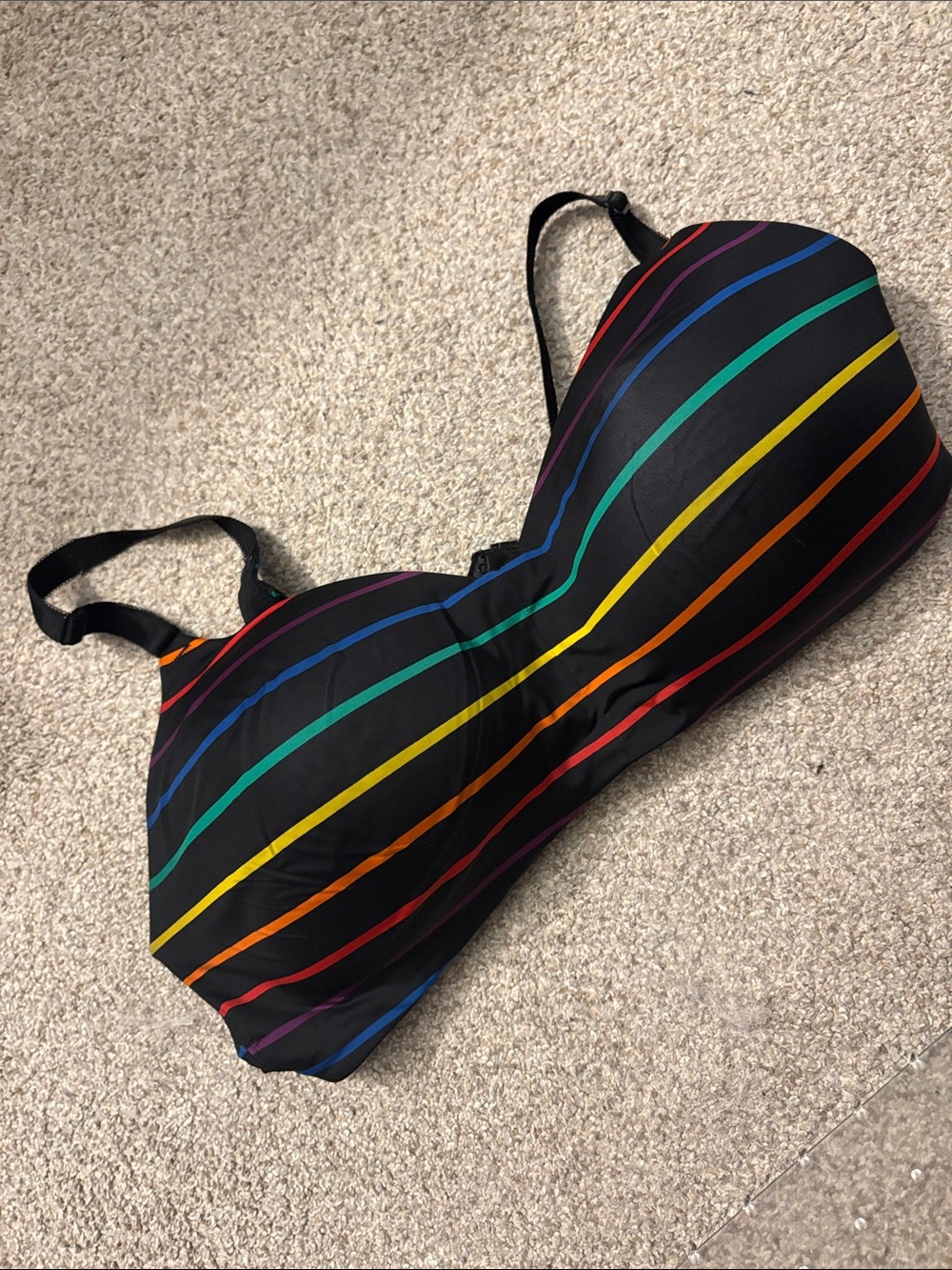 Striped Black Rainbow Wireless Bra